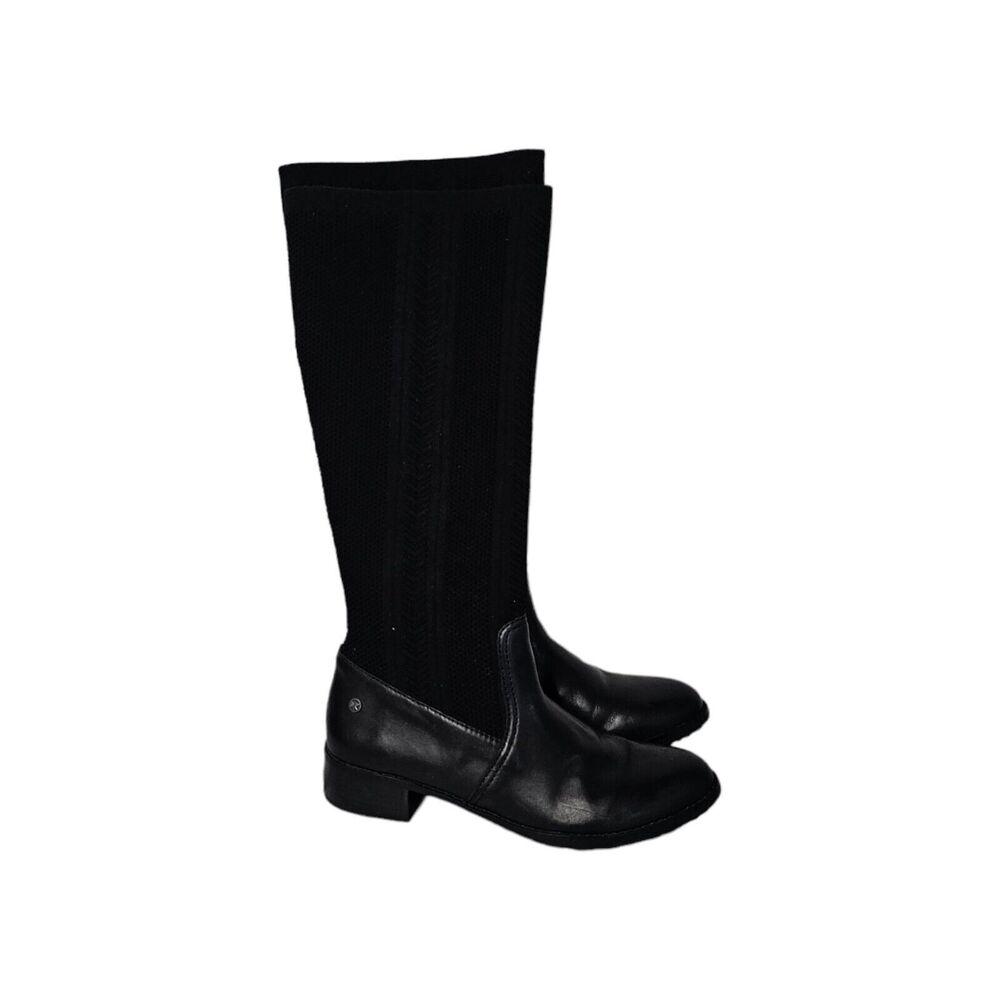 Aetrex Belle‎ Knit Tall Boots Size 38 US 7.5-8 Solid Black Stretch